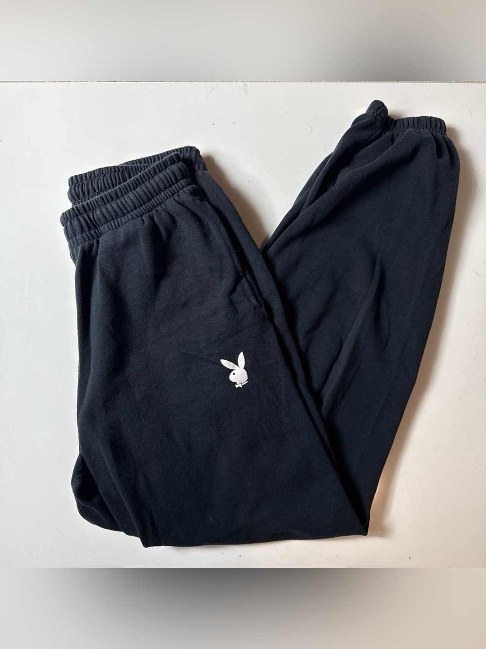 Pacsun PLAYBOY Black Jogger Sweatpants with White Bunny Logo